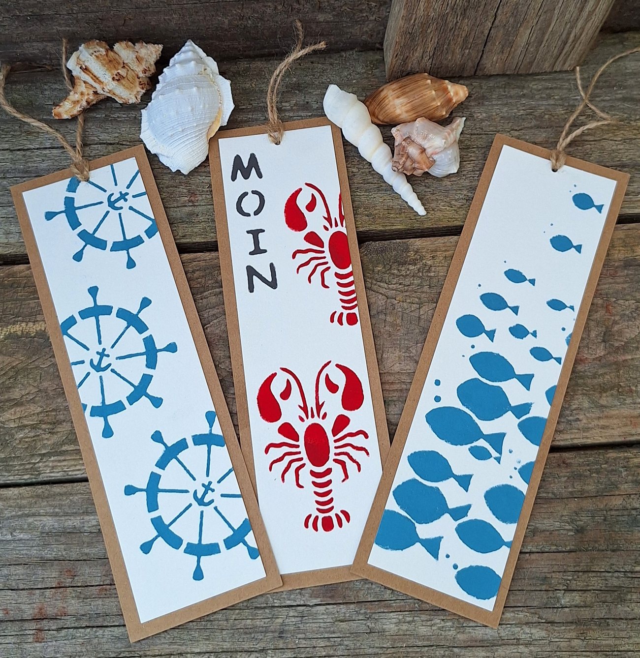 Maritime Lesezeichen mit MOIN-Motiv
